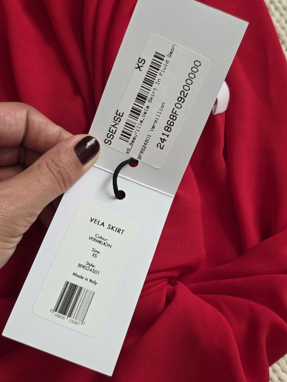 NWT Beaufille Red Vela Midi Skirt, XS, Color Vermillion - Picture 9 of 11